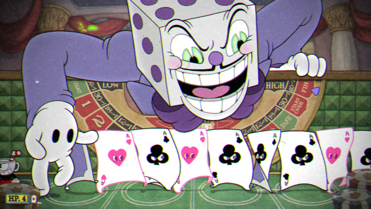 Showing King Dice - the second to last boss - and his cards 