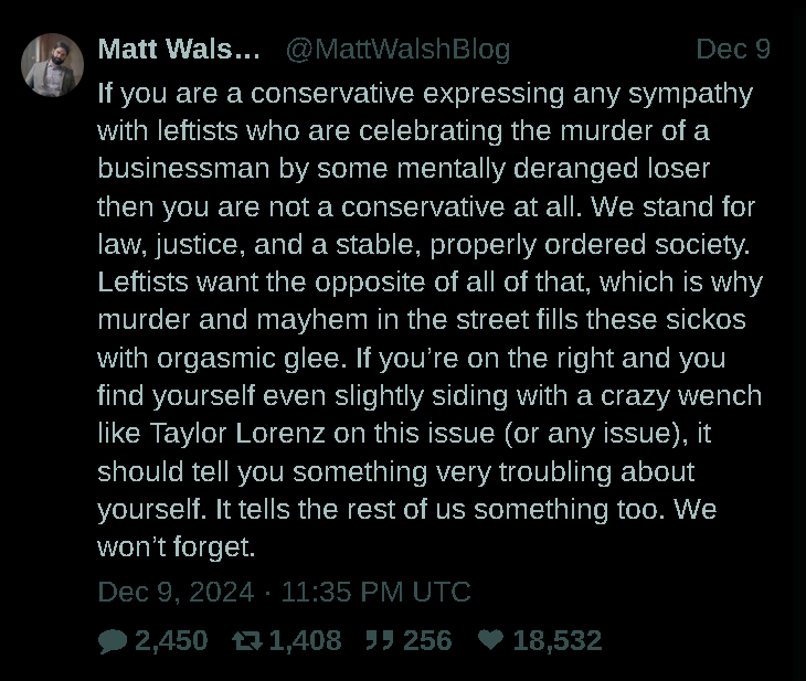 Matt Walsh's tweet on the assasination