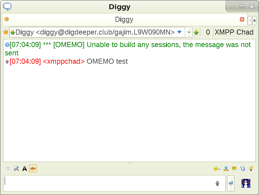 Showing an OMEMO message not being received