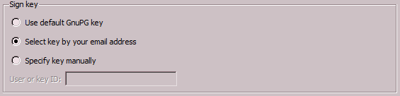 Selecting key by your E-mail address option in Claws Mail